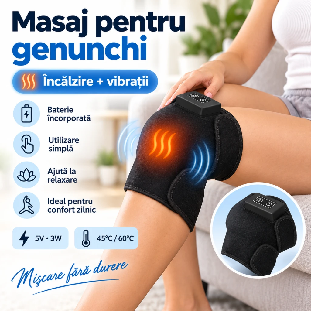 Aparat de masaj pentru genunchi cu încălzire și vibrații jc-22hx  25756-m14 2
