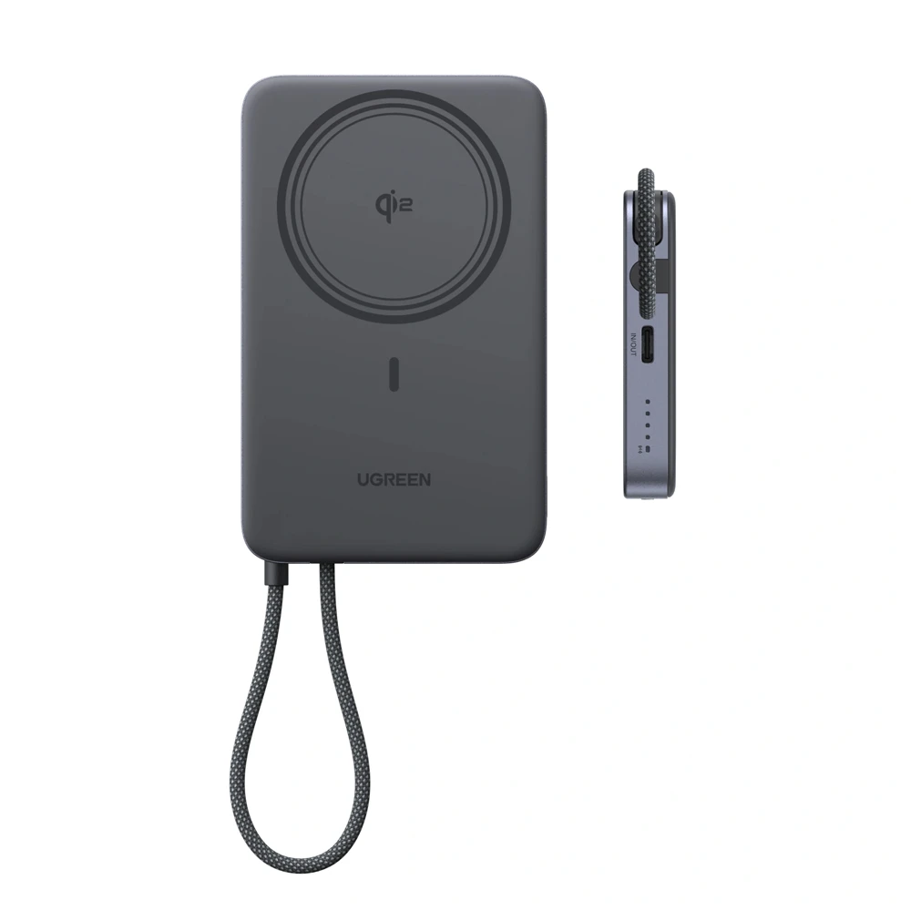 Ugreen power bank wireless magsafe slim air qi2 10000mah, 15w, серый 3