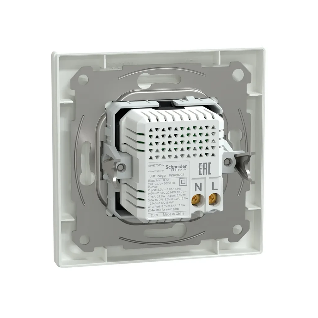 Priză dublă usb a + type c asfora 3 a 220 - 240 v alb schneider-electric 2