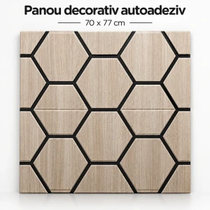 Panou decorativ autoadeziv, 70×77 cm, model hexagonal Thumbnail 2