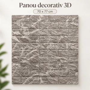 Panou decorativ autoadeziv cu aspect de piatră, 70×77 cm