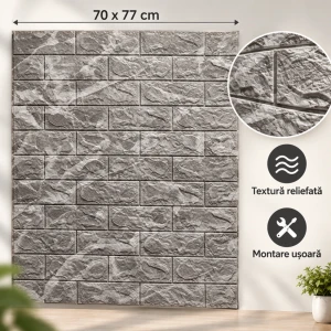 Panou decorativ autoadeziv cu aspect de piatră, 70×77 cm Thumbnail 3