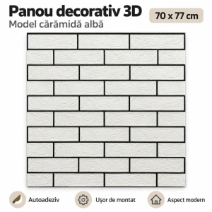 Panou decorativ autoadeziv cu aspect de cărămidă, 70×77 cm Thumbnail 2