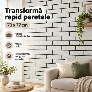 Panou decorativ autoadeziv cu aspect de cărămidă, 70×77 cm