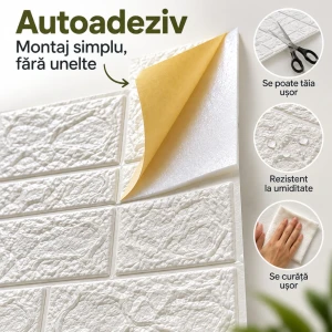 Tapet decorativ autoadeziv cu aspect de cărămidă, 70×77 cm Thumbnail 3