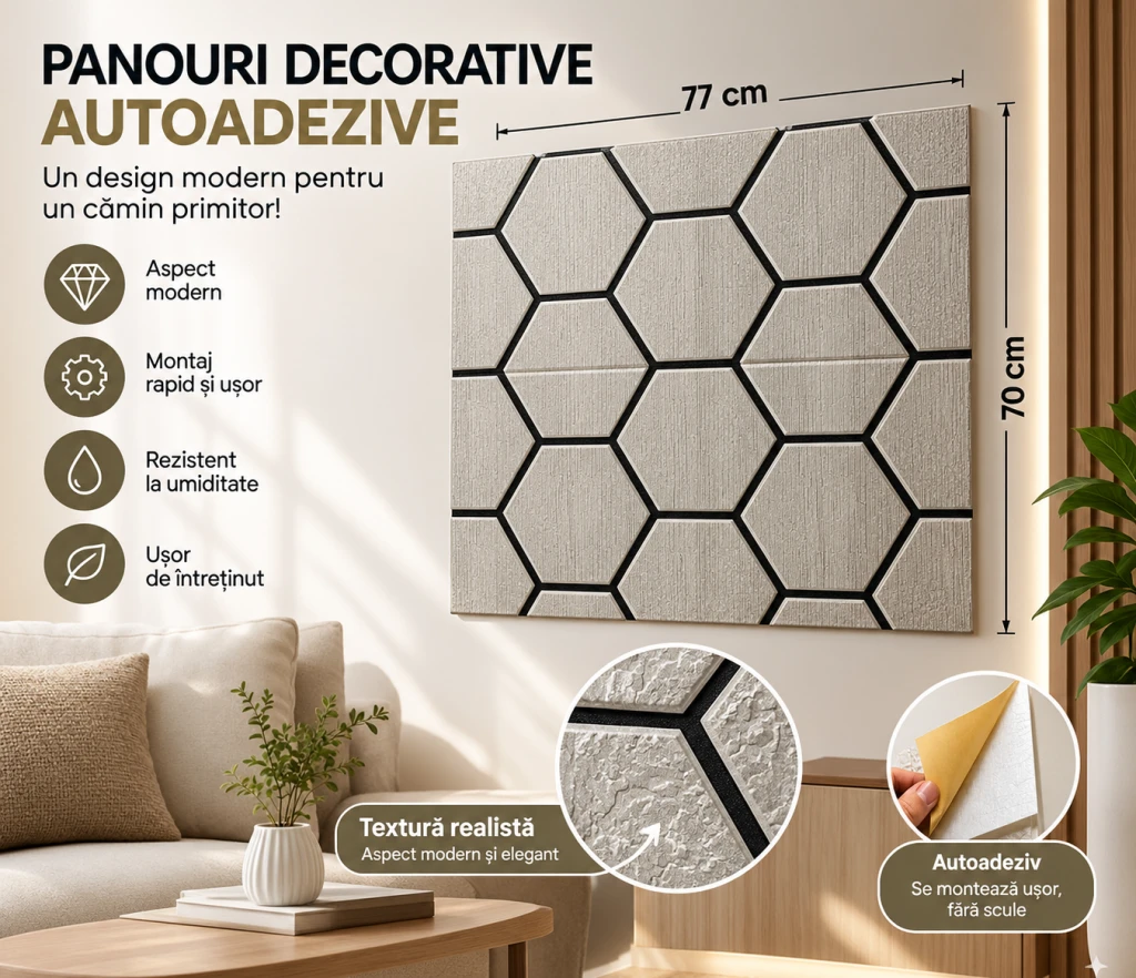 Panou 3d cu model geometric, 70×77 cm 3