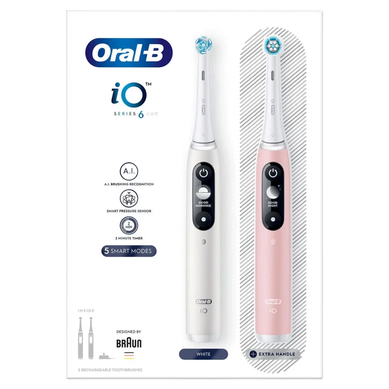 Periuță de dinți electrică braun oral-b io 6 duo, alb | roz 4