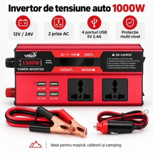 Invertor de tensiune auto (12 v 220 v) 1000w y22-33 Thumbnail 2