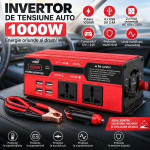 Invertor de tensiune auto (12 v 220 v) 1000w y22-33