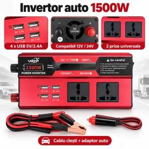 Invertor de tensiune auto (12 v 220 v) 1500w y22-32 Thumbnail 2