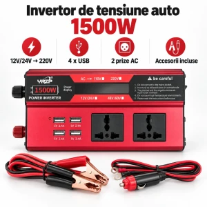 Invertor de tensiune auto (12 v 220 v) 1500w y22-32 Thumbnail 3