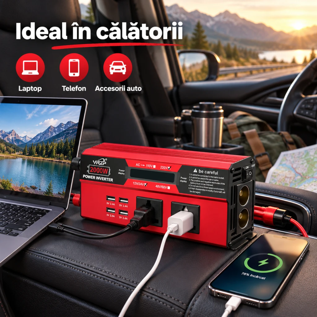 Invertor de tensiune auto (12 v 220 v) 2000w y22-31 2