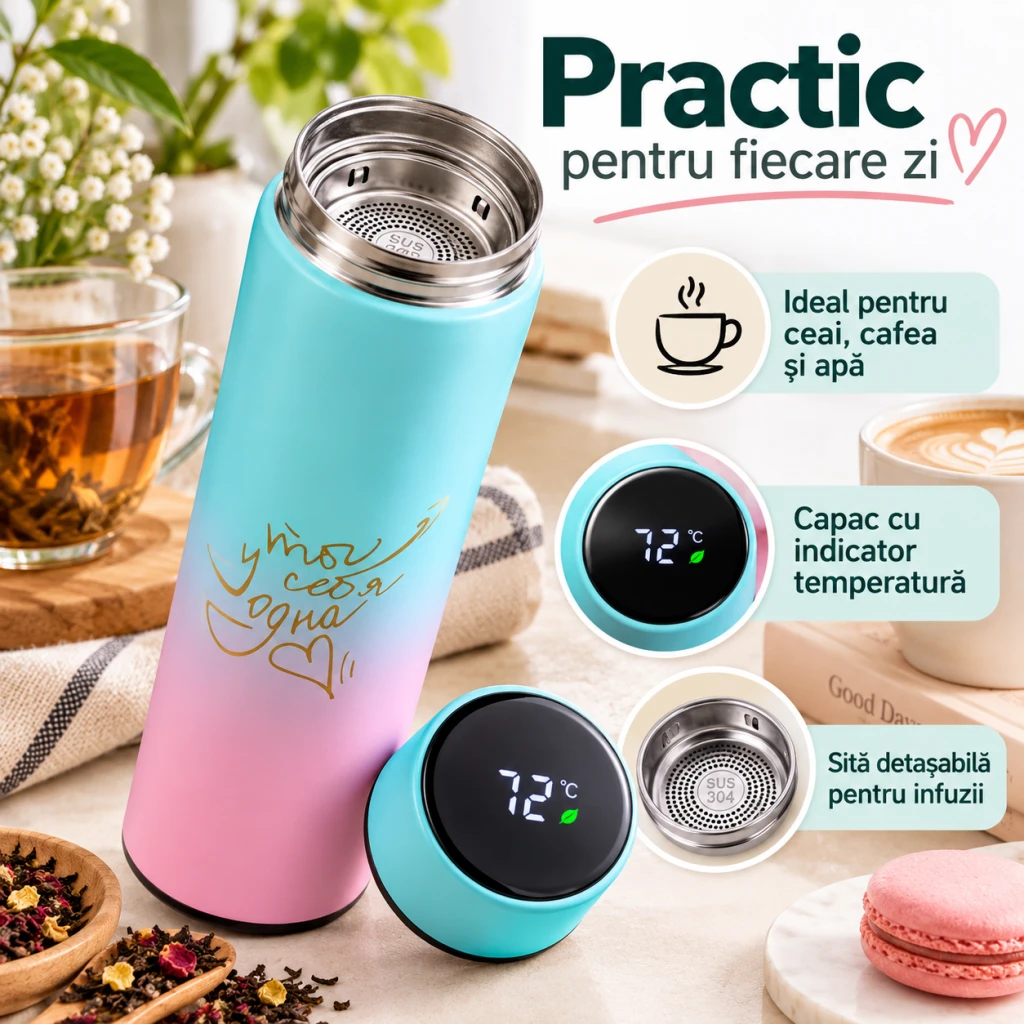 Termos 500 ml cu afișaj led al temperaturii, mod dt-1 (termometru) 3