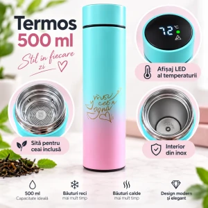 Termos 500 ml cu afișaj led al temperaturii, mod dt-1 (termometru)