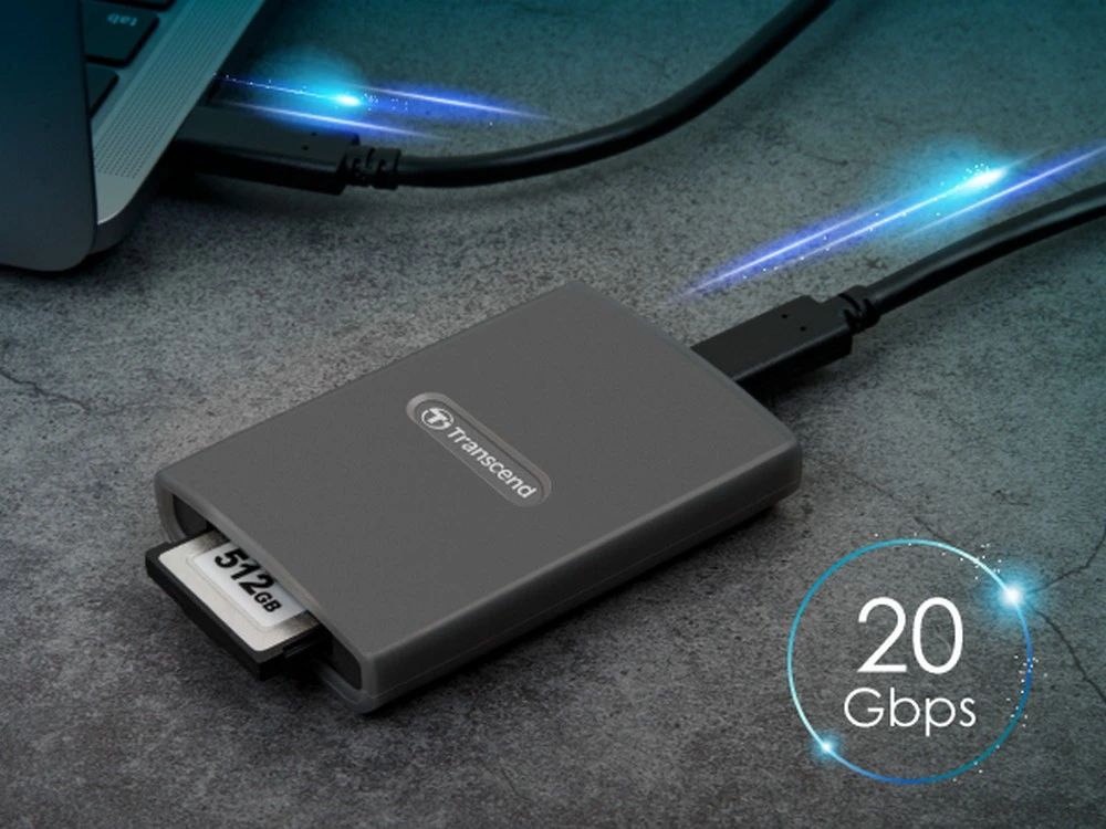 Cititor de carduri transcend ts-rde2, usb type-c, usb type-a, gri 9