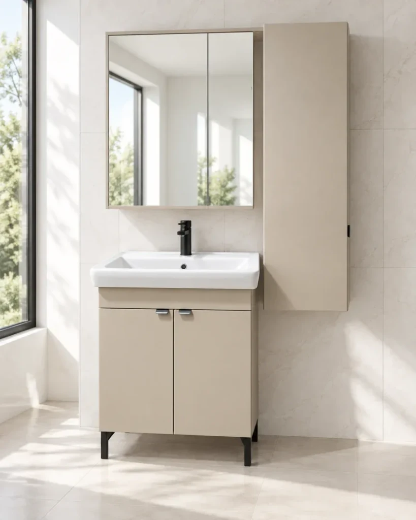 Dulap baie sani corp cashmere-caramel (ml) cu 2 uși -650 mm 2