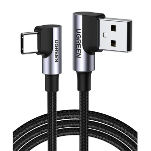 Ugreen кабель usb - 90° type-c 2.0 3a 36w 1m us385, черный