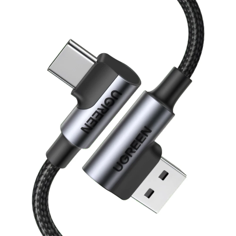 Ugreen кабель usb - 90° type-c 2.0 3a 36w 1m us385, черный 2