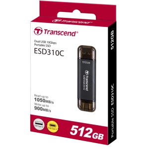 Внешний портативный SSD накопитель Transcend ESD310C, 512 GB, Чёрный (TS512GESD310C)