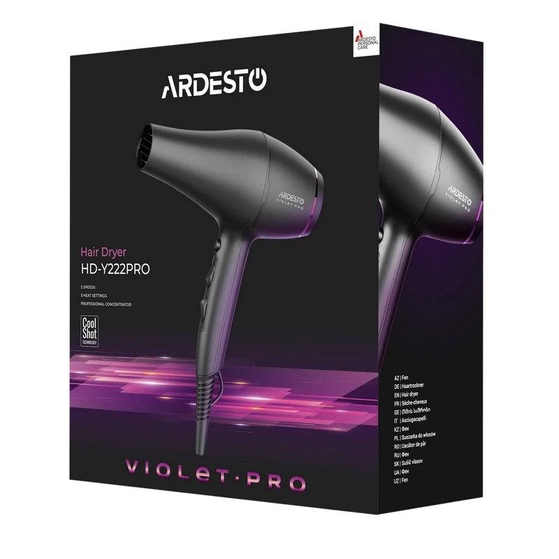 Uscător de păr ardesto hd-y222pro, 2200w, negru 6