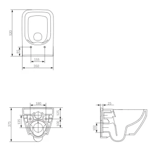 Vas wc suspendat cersanit crea rimless slim soft close, easy release drp dreptunghiular Thumbnail 2