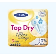 Absorbante igienice carin, top dry ultra wings, 9 buc