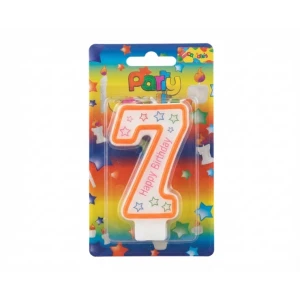 Свеча цифра 7, с надписью happy birthday