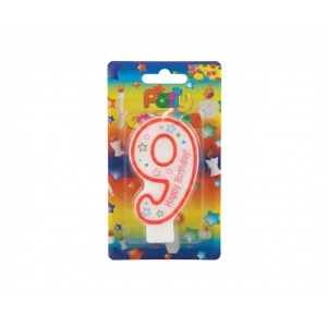 Свеча цифра 9, с надписью happy birthday