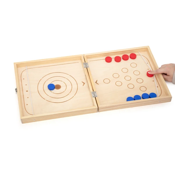 Set de jocuri din lemn 4 în 1 „hochei, curling, bowling și ludo” 6