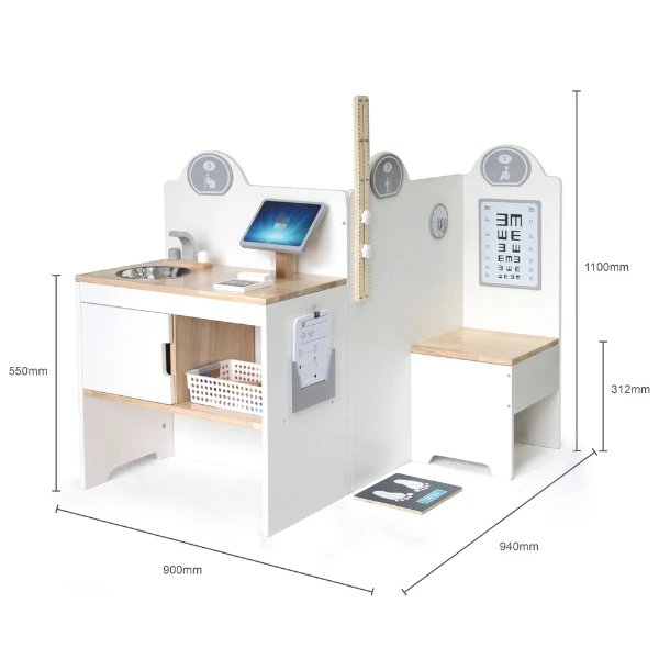 Centru medical de joacă din lemn cu accesorii, 90×94×110 cm 2