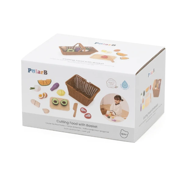 Деревянный игровой набор «продукты для нарезки с корзиной» 3
