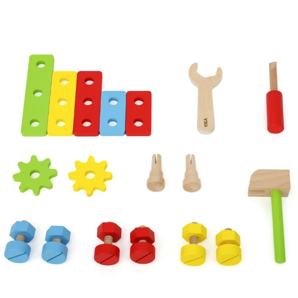 Set de joacă din lemn „cutie cu unelte”, 24 accesorii 4