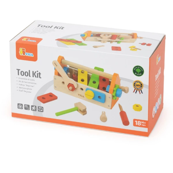 Set de joacă din lemn „cutie cu unelte”, 24 accesorii 3