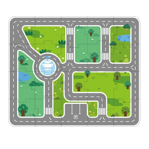 Set de construcție din lemn „oraș” cu planșă de joc, 100 de piese 5