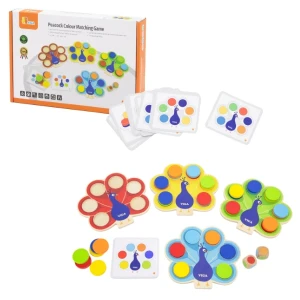 Joc educativ din lemn „păun” pentru potrivirea culorilor