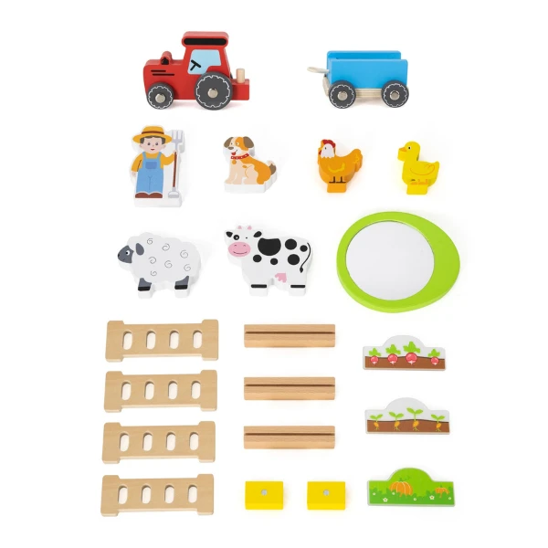 Set de joacă din lemn „fermă” cu animale și tractor 5