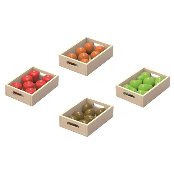 Set de joacă din lemn „fructe și legume”, 10 lădițe 3