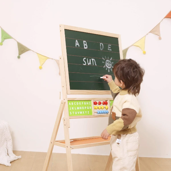 Șevalet pentru copii cu tablă dublă 2 în 1 și panou educativ 9