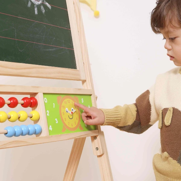 Șevalet pentru copii cu tablă dublă 2 în 1 și panou educativ 10