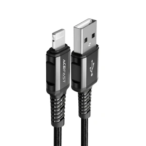 Acefast cable usb to lightning mfi 2.4a 1.2m aluminum alloy, black