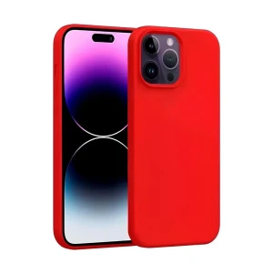 Чехол liquid silicone для iphone 14 pro max, красный