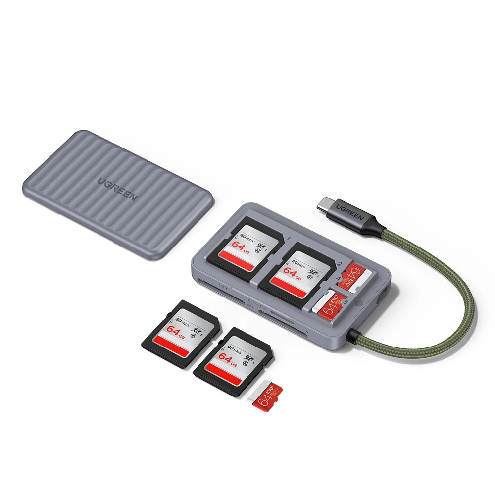 Ugreen card reader usb-c 3.0 to 2*sd + 1*tf, 0.15m | cm868, gray 2