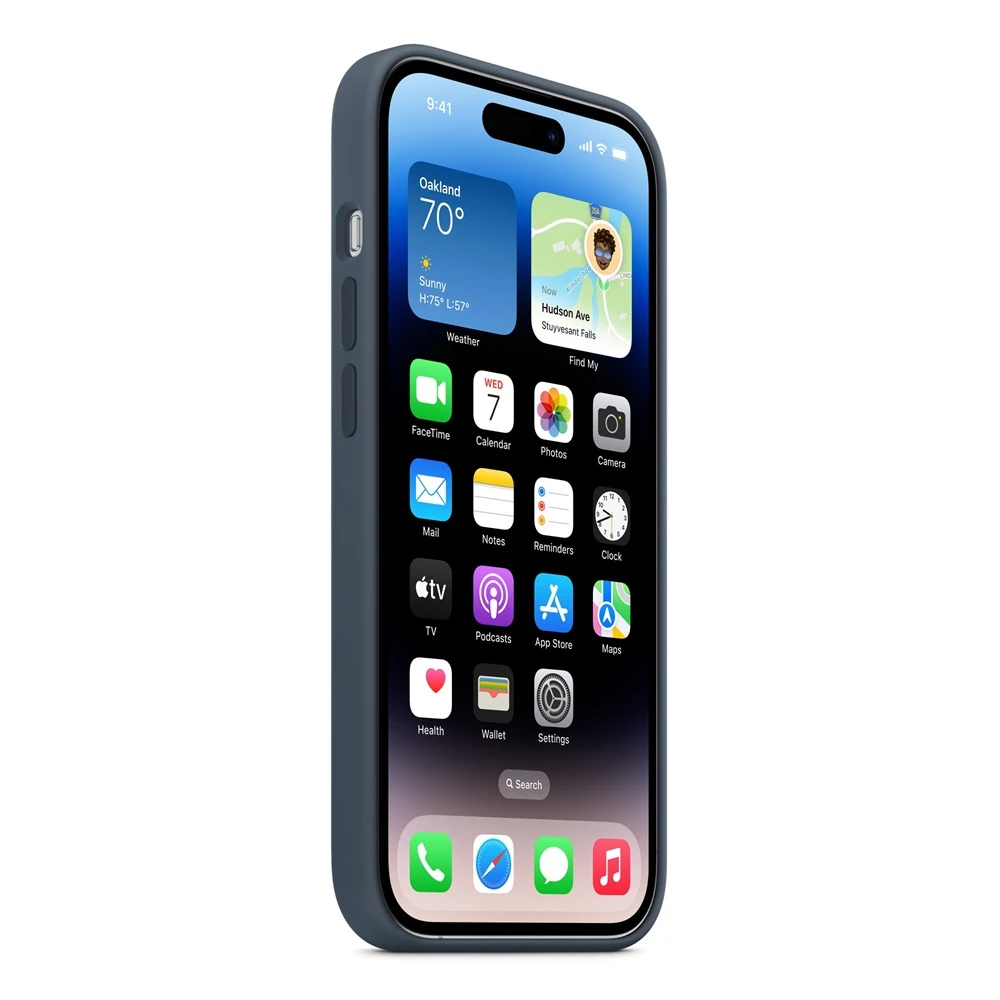 Case original silicone with magsafe for iphone 14 pro, storm blue 3