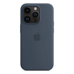 Case original silicone with magsafe for iphone 14 pro, storm blue
