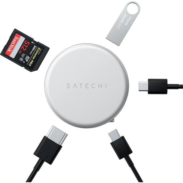 Многопортовый адаптер satechi onthego 5-in-1 multiport, серебристый 10