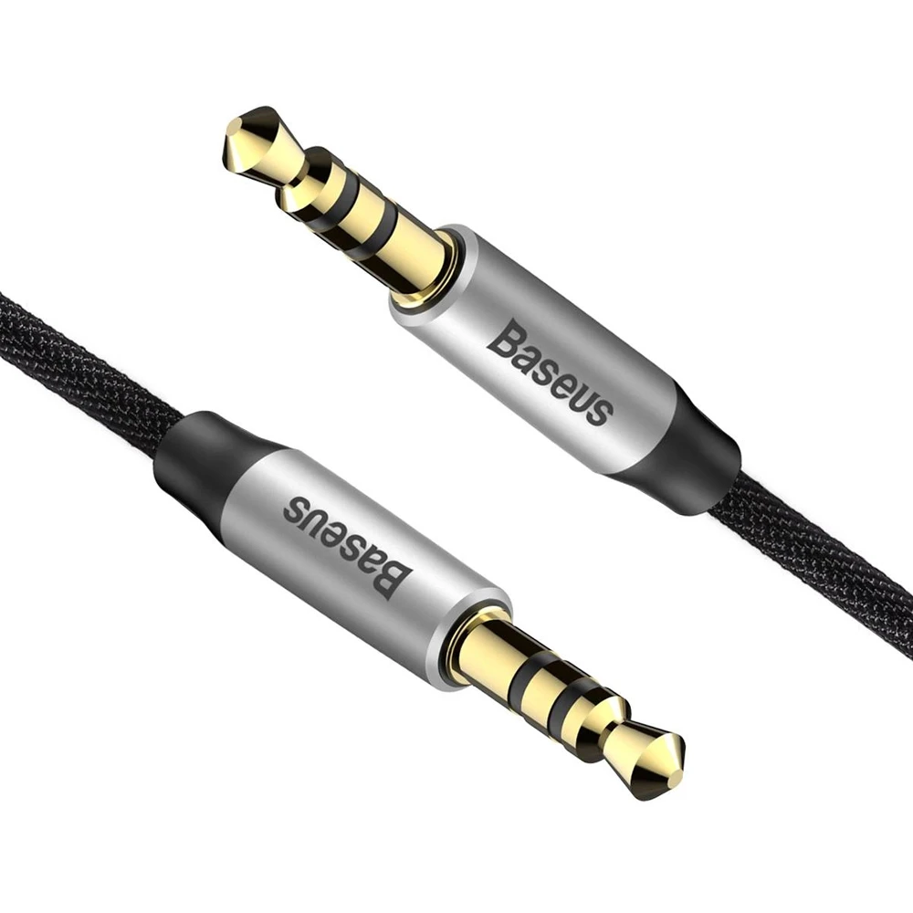 Baseus cable audio/aux 3.5mm male to 3.5mm male, nylon braided,1.0m, yiven, black 3