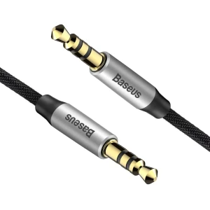 Baseus cable audio/aux 3.5mm male to 3.5mm male, nylon braided,1.0m, yiven, black Thumbnail 3