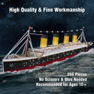 3D Puzzle „Titanic” cu iluminare LED, 266 elemente
