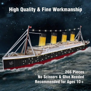 3d puzzle „titanic” cu iluminare led, 266 elemente Thumbnail 9