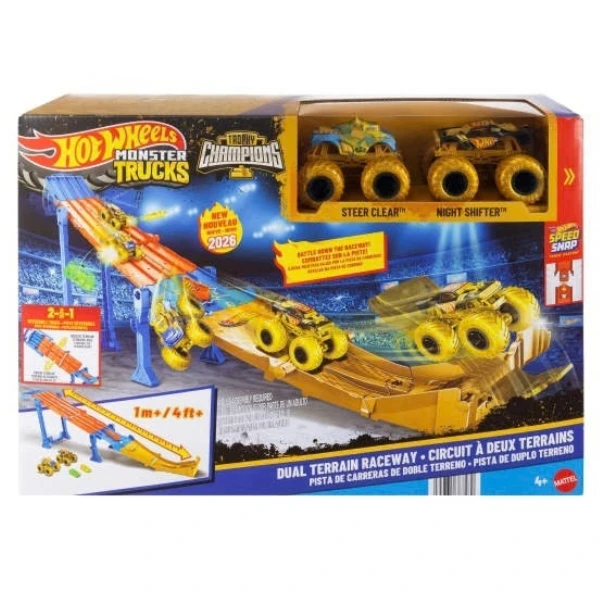 Игровой трек 2 в 1 hot wheels monster trucks «dual terrain raceway» с 2 машинками 3